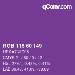 颜色代码: RGB 118 60 149 | qconv.com