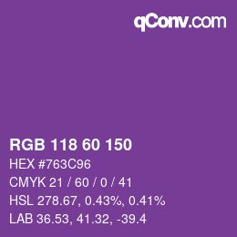颜色代码: RGB 118 60 150 | qconv.com