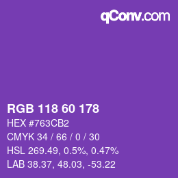 颜色代码: RGB 118 60 178 | qconv.com