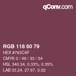 カラーコード: RGB 118 60 79 | qconv.com