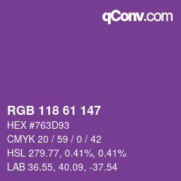 カラーコード: RGB 118 61 147 | qconv.com