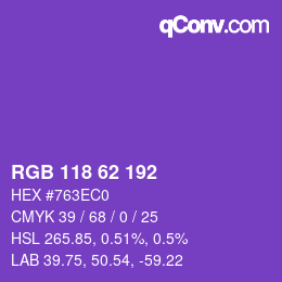 カラーコード: RGB 118 62 192 | qconv.com