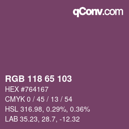 颜色代码: RGB 118 65 103 | qconv.com