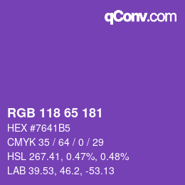 Color code: RGB 118 65 181 | qconv.com