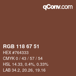 Code couleur: RGB 118 67 51 | qconv.com
