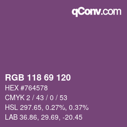 Color code: RGB 118 69 120 | qconv.com