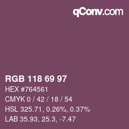 Color code: RGB 118 69 97 | qconv.com