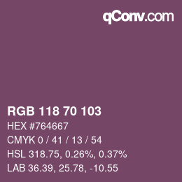 Color code: RGB 118 70 103 | qconv.com