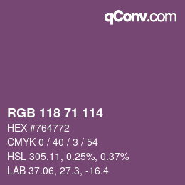 Color code: RGB 118 71 114 | qconv.com