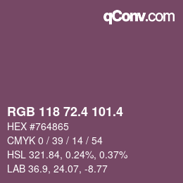 カラーコード: RGB 118 72.4 101.4 | qconv.com