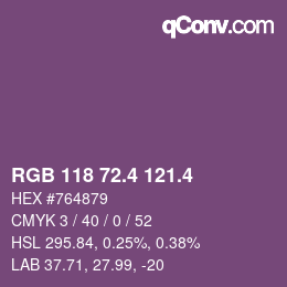 カラーコード: RGB 118 72.4 121.4 | qconv.com