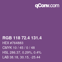 カラーコード: RGB 118 72.4 131.4 | qconv.com