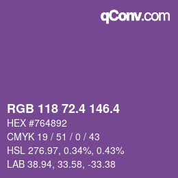 カラーコード: RGB 118 72.4 146.4 | qconv.com