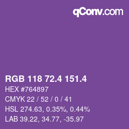 カラーコード: RGB 118 72.4 151.4 | qconv.com