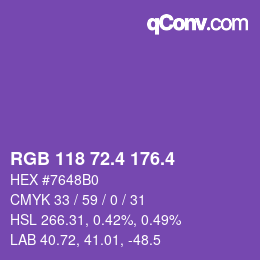カラーコード: RGB 118 72.4 176.4 | qconv.com