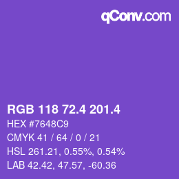 カラーコード: RGB 118 72.4 201.4 | qconv.com
