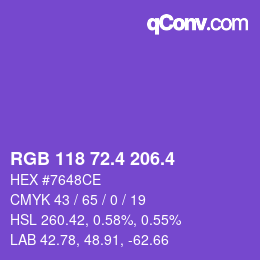 カラーコード: RGB 118 72.4 206.4 | qconv.com