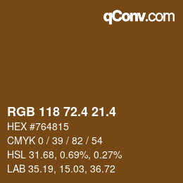 カラーコード: RGB 118 72.4 21.4 | qconv.com