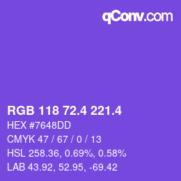 カラーコード: RGB 118 72.4 221.4 | qconv.com