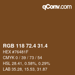 カラーコード: RGB 118 72.4 31.4 | qconv.com