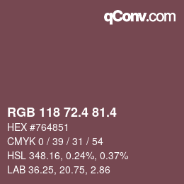 カラーコード: RGB 118 72.4 81.4 | qconv.com