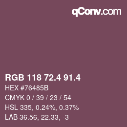 カラーコード: RGB 118 72.4 91.4 | qconv.com