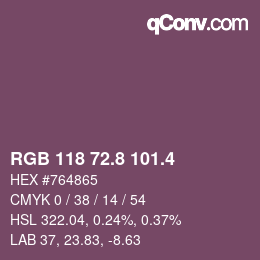 カラーコード: RGB 118 72.8 101.4 | qconv.com