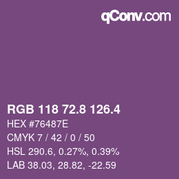 カラーコード: RGB 118 72.8 126.4 | qconv.com