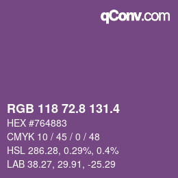 カラーコード: RGB 118 72.8 131.4 | qconv.com