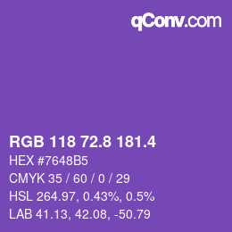 カラーコード: RGB 118 72.8 181.4 | qconv.com