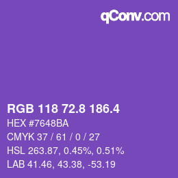 カラーコード: RGB 118 72.8 186.4 | qconv.com