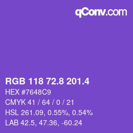 カラーコード: RGB 118 72.8 201.4 | qconv.com