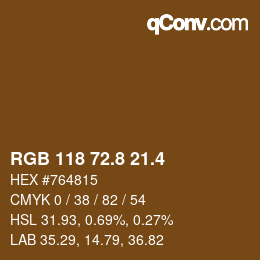 カラーコード: RGB 118 72.8 21.4 | qconv.com