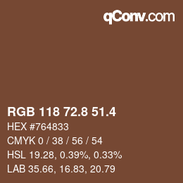 カラーコード: RGB 118 72.8 51.4 | qconv.com
