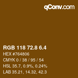 カラーコード: RGB 118 72.8 6.4 | qconv.com