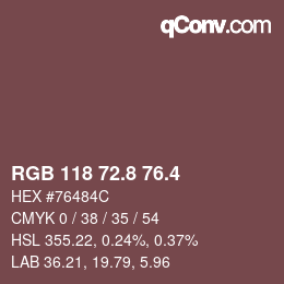 カラーコード: RGB 118 72.8 76.4 | qconv.com