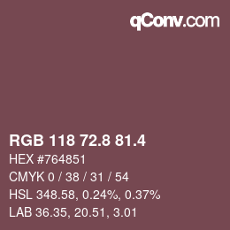 カラーコード: RGB 118 72.8 81.4 | qconv.com
