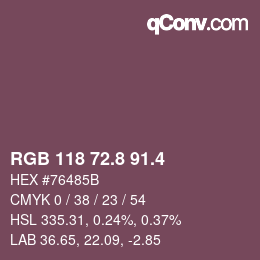 カラーコード: RGB 118 72.8 91.4 | qconv.com