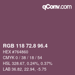 カラーコード: RGB 118 72.8 96.4 | qconv.com