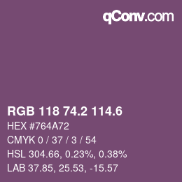 カラーコード: RGB 118 74.2 114.6 | qconv.com