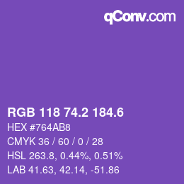 カラーコード: RGB 118 74.2 184.6 | qconv.com
