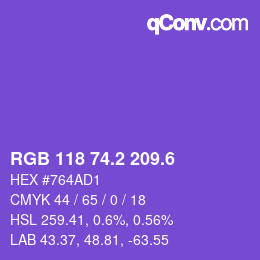 カラーコード: RGB 118 74.2 209.6 | qconv.com