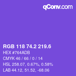 カラーコード: RGB 118 74.2 219.6 | qconv.com