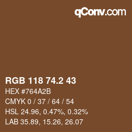 Color code: RGB 118 74.2 43 | qconv.com