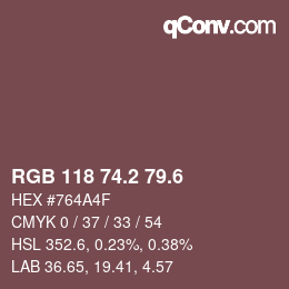 カラーコード: RGB 118 74.2 79.6 | qconv.com