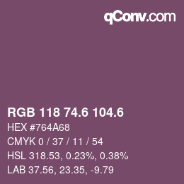 カラーコード: RGB 118 74.6 104.6 | qconv.com