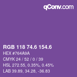 カラーコード: RGB 118 74.6 154.6 | qconv.com
