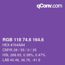 カラーコード: RGB 118 74.6 164.6 | qconv.com