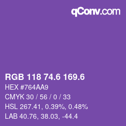 カラーコード: RGB 118 74.6 169.6 | qconv.com