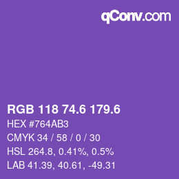 カラーコード: RGB 118 74.6 179.6 | qconv.com